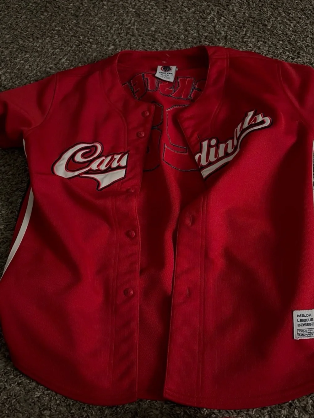 MLB Cardinals Red Button-Up Kids Jersey
